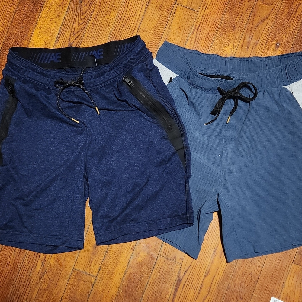 American Eagle Outfitters Men's Blue and Gray Athletic Shorts